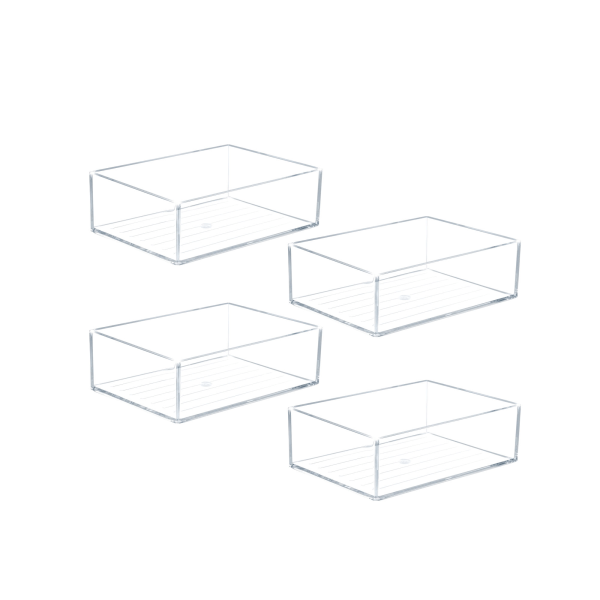 Azar Medium Stackable Plastic Storage Bin, Clear, 4/Pack (556733-4PK) | Quill