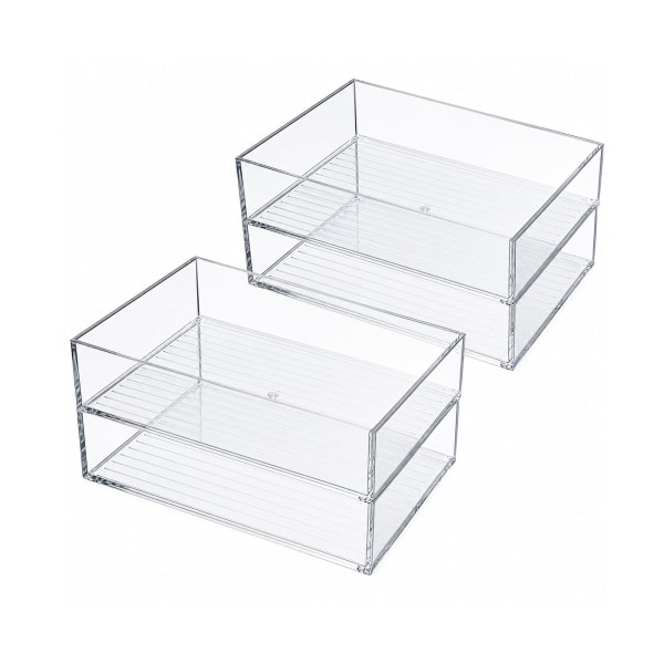 Azar Large Stackable Plastic Storage Bin, Clear, 4/Pack (556735-4PK) | Quill