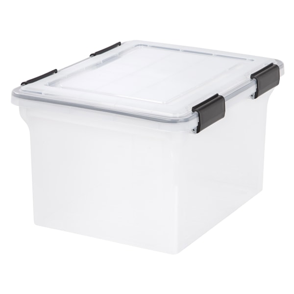 IRIS USA  32 Qt. Plastic Storage Bins with Sealed Lids  Clear Gasket Box  Legal Size File Boxes