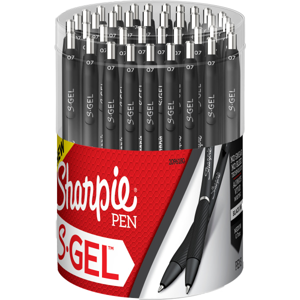 Sharpie® S-Gel, Gel Pens, Medium Point (0.7mm), Black Ink Gel Pen, With Cannister, 36 Count