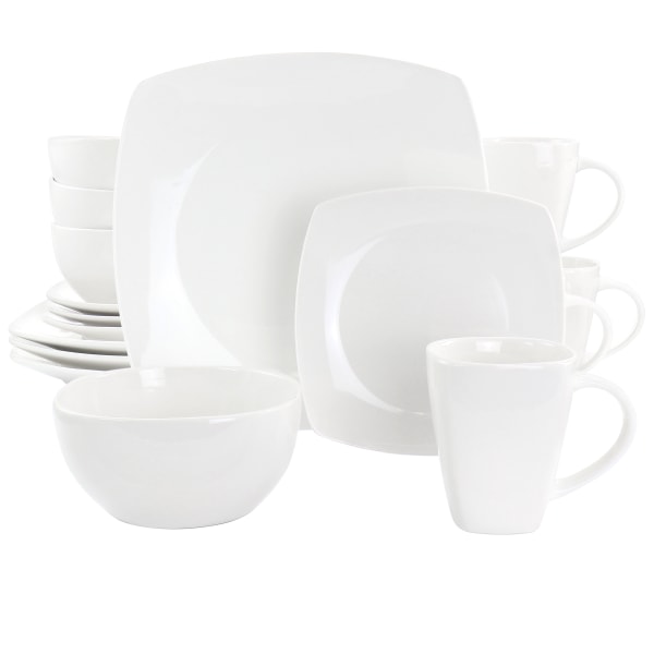 UPC 085081541673 product image for Gibson Elite Soho Lounge 16-Piece Square Fine Ceramic Dinnerware Set, White | upcitemdb.com