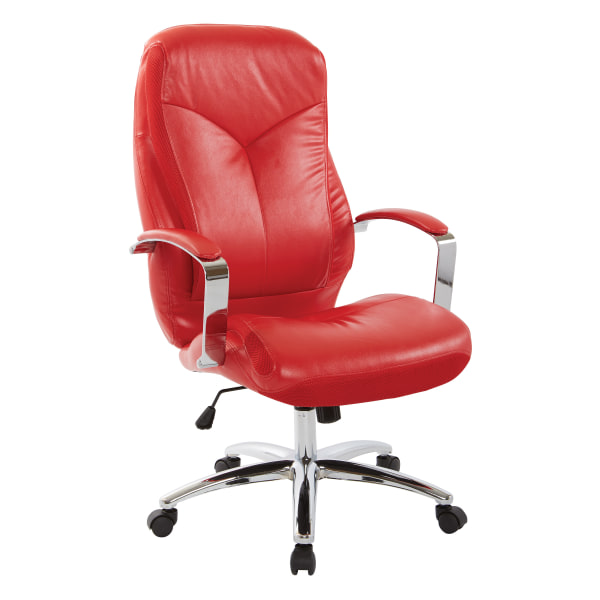 Office Star Clifton High-Back Office Chair, Red/Chrome