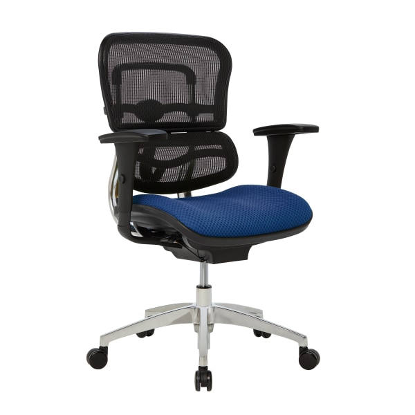 WorkPro® 12000 Series Ergonomic Mesh/Premium Fabric Mid-Back Chair, Black/Royal, BIFMA Compliant -  V-12000-AS908011