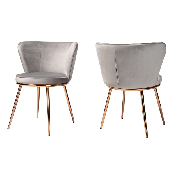 Baxton Studio Farah Dining Chairs, Gray/Rose Gold, Set Of 2 Chairs -  2721-12058