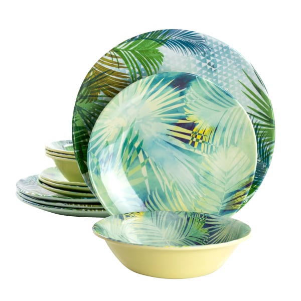UPC 085081501028 product image for Gibson Home Tropical Leaf 12-Piece Dinnerware Set, Blue | upcitemdb.com