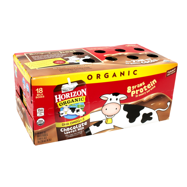 Horizon Organic Chocolate Low-Fat Milk Boxes, 8 Fl Oz, Pack Of 18 -  430