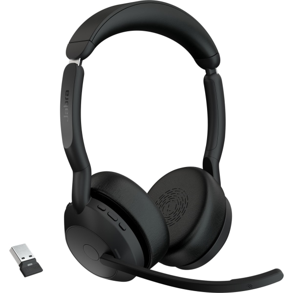Jabra Evolve2 55 Headset - Stereo - Wireless - Bluetooth - 98.4 ft - 20 Hz to 20 kHz - On-ear - Binaural - 2559998999901