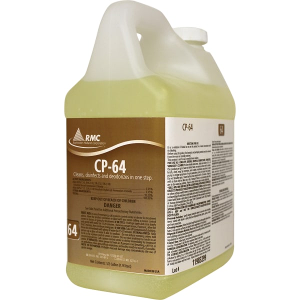 RMC CP-64 Cleaner - Concentrate Liquid - 64 fl oz (2 quart) - Fresh Lemon Scent - 4 / Carton - Yellow -  Rochester Midland, RCM11983299