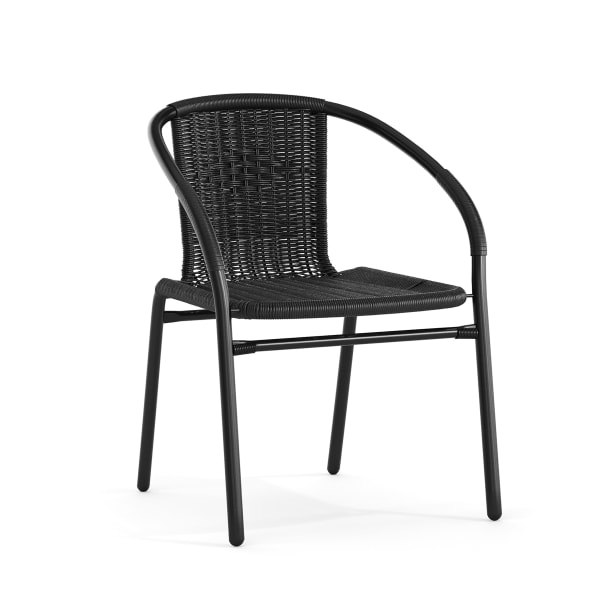 Flash Furniture Rattan Indoor-Outdoor Restaurant Stack Chair, Black