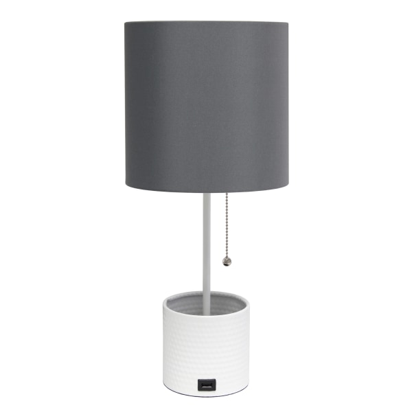 Photos - Floodlight / Street Light Simple Designs Hammered Metal Organizer Table Lamp, 18-1/2"H, Gray Shade/White Base LT1085-GOW