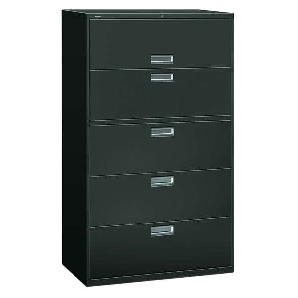 HON® 600 42"W x 18"D Lateral 5-Drawer File Cabinet With Lock, Charcoal