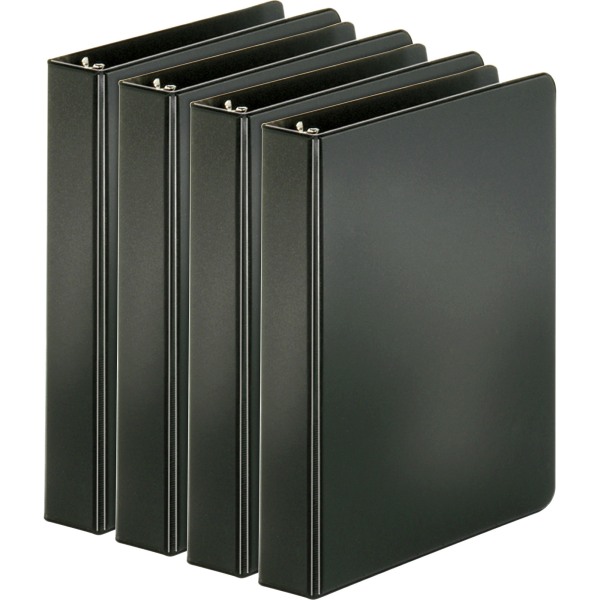 Photos - File Folder / Lever Arch File Business Source Basic Round Ring Binders, 1" Ring, Black, Pack Of 4 BSN28523BD