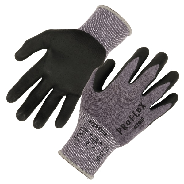 ProFlex by Ergodyne Ergodyne ProFlex 7000 Nitrile Coated Gloves, Microfoam Palm, ANSI Level 5 Abrasion Resistance, Gray, Grey | Quill