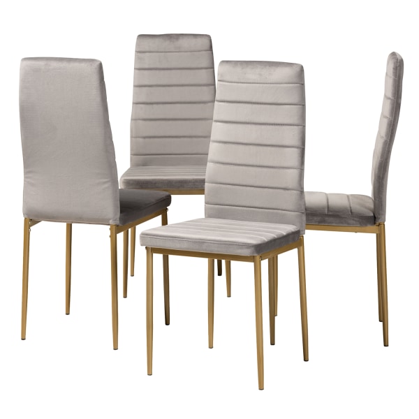 Baxton Studio Armand Dining Chairs, Gray/Gold, Set Of 4 Chairs -  2721-11772