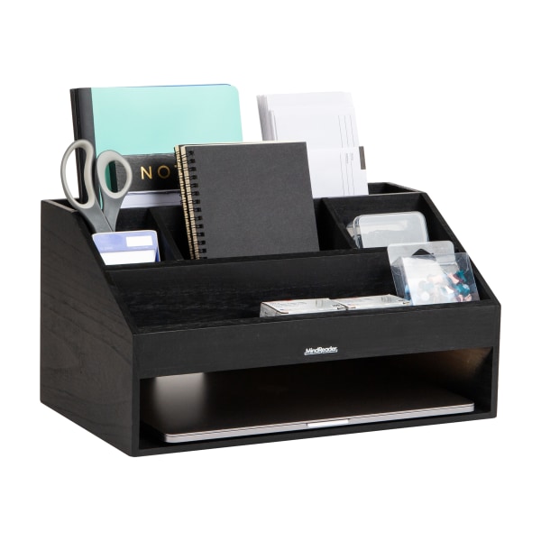 Mind Reader Desk Organizer, 8-1/2"H x 9-1/2"W x 16-1/4"D, Black