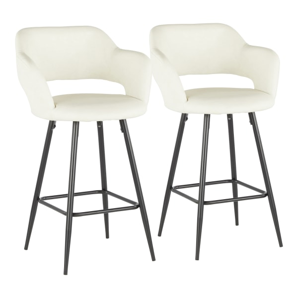 Set of 2 Margarite Contemporary Counter Height Barstool Faux Leather White - LumiSource