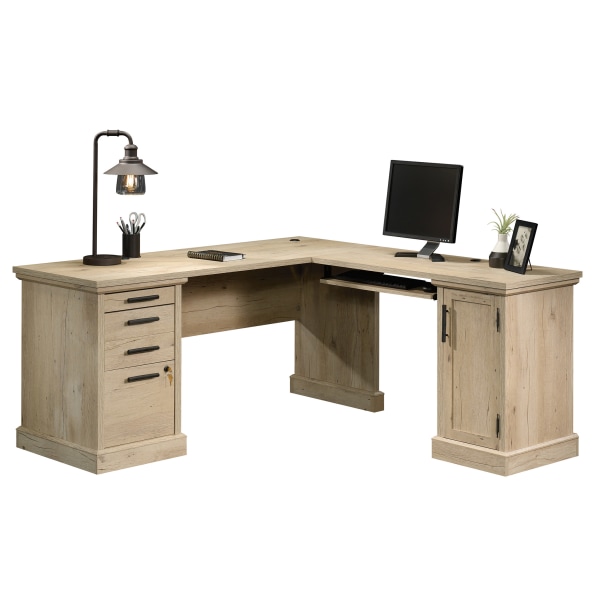 Sauder® Aspen Post 65"W L-Shaped Corner Desk, Prime Oak