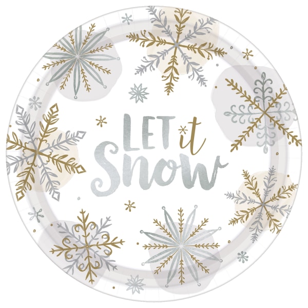 UPC 013051859336 product image for Amscan Christmas Shining Snow Round Metallic Plates, 10-1/2