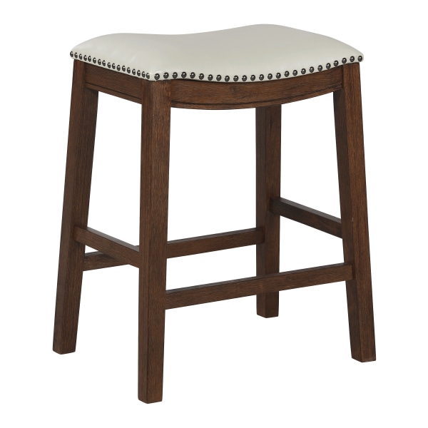 Office Star Counter-Height Saddle Stools, Cream/Dark Walnut, Set Of 2 Stools
