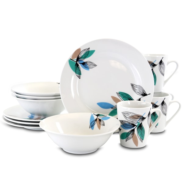 UPC 085081475930 product image for Gibson Home Vineyard Blue 12-Piece Round Fine Ceramic Dinnerware Set, White | upcitemdb.com