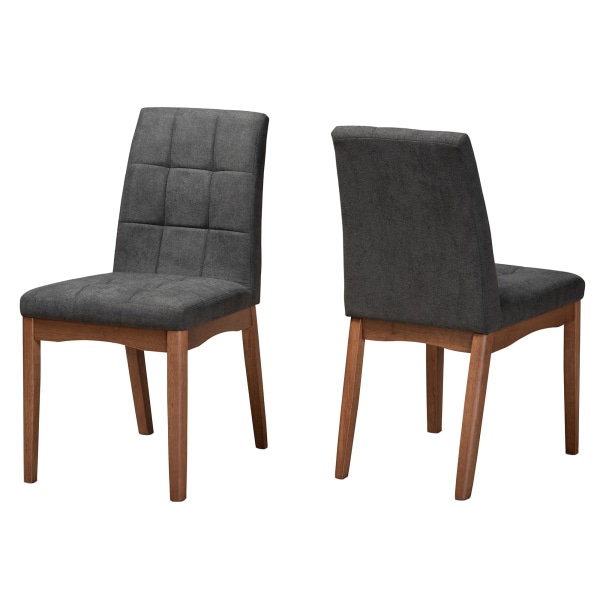 Baxton Studio Tara Dining Chairs, Dark Gray/Walnut Brown, Set Of 2 Chairs -  2721-11674