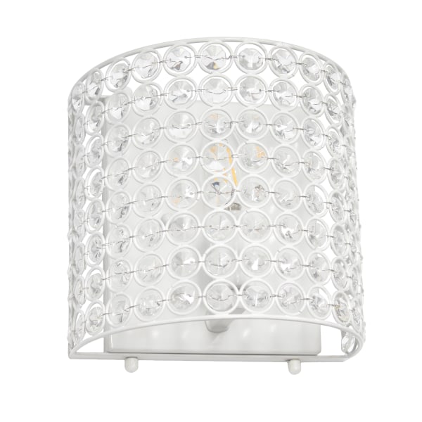 Lalia Home - 1 Light Crystal and Metal Wall Sconce Lighting Fixture - White