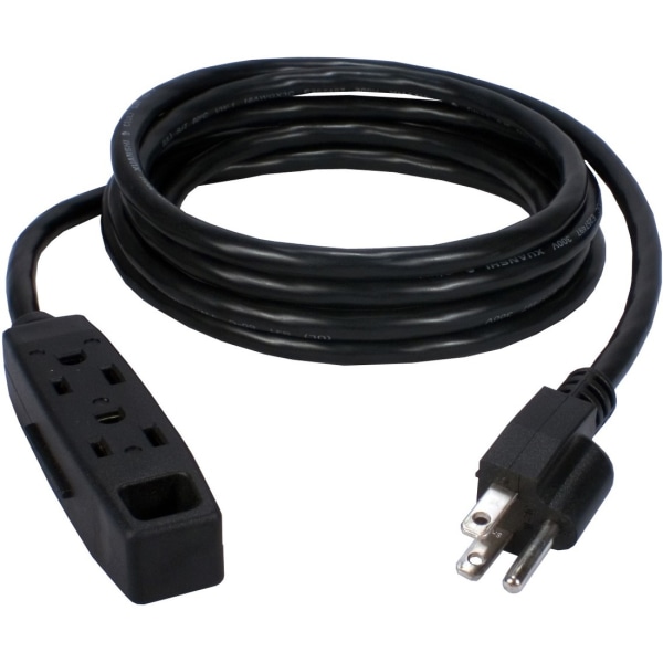 QVS 3-Outlet 3-Prong 25ft Power Extension Cord - For Computer - 120 V AC13 A - Black - 25 ft Cord Length - 1 -  PC3PX-25