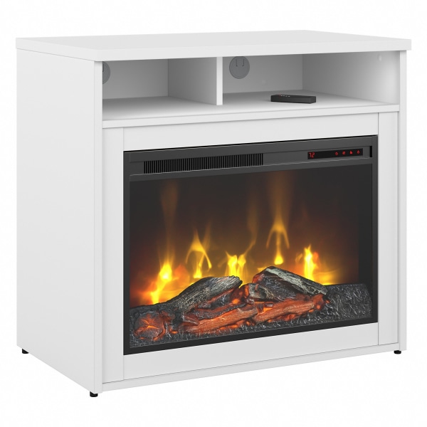 Bush® Business Furniture Studio C 32""W Electric Fireplace With Shelf, White, Standard Delivery -  Bush Business Furniture, SCS132WHFRK