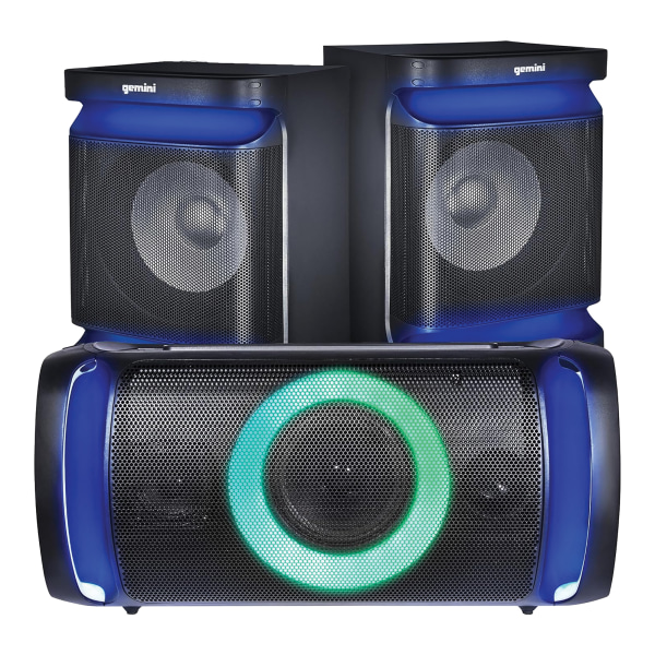 Sound  3-Piece Bluetooth Home Stereo System, 25""H x 11""W x 23""D, Black/Blue - Gemini GSYS-2400