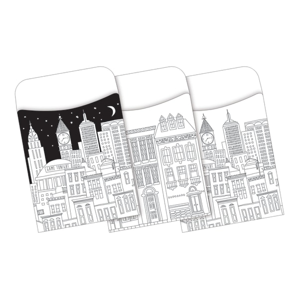 Barker Creek Peel & Stick Library Pockets, Color Me! Cityscapes, Pack Of 30