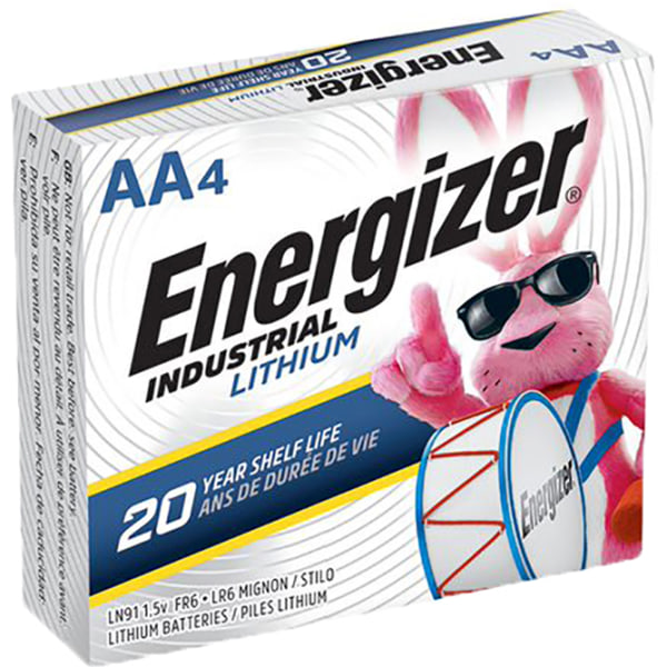 Energizer® Industrial Lithium AA Batteries, Pack Of 4 Batteries, L91 -  LN91-EA