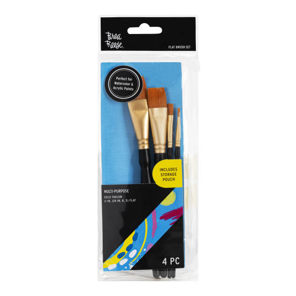 Brea Reese 4-Piece Flat Paintbrush Set, Black -  42744