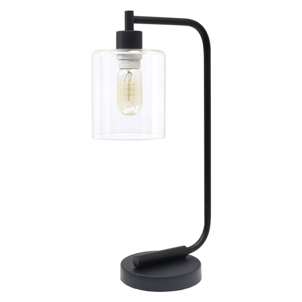 Photos - Other Jewellery iRon Simple Designs Bronson Antique Industrial Lantern Desk Lamp, 16-1/8"H, Clear Shade/Black Base 