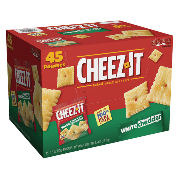 GTIN 024100108930 product image for Cheez-It® Baked Snack Crackers, White Cheddar, 1.5 Oz Bags, Box Of 45 | upcitemdb.com