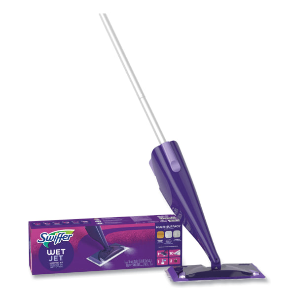 Swiffer WetJet WetJet Mop Starter Kit with 10 Pads and 1 Cleaner 113 x 54 Head Silver Handle