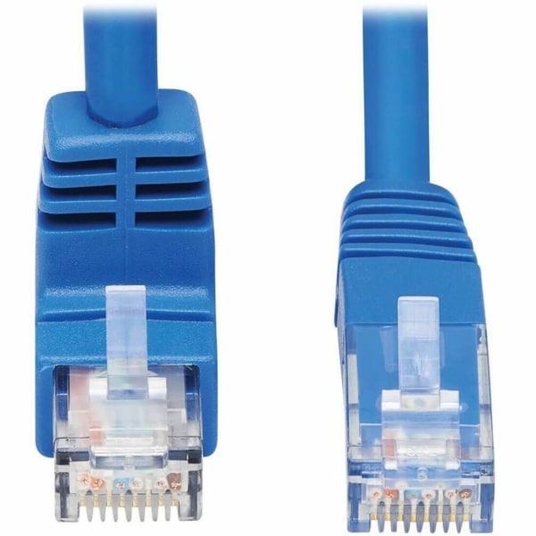 Photos - Ethernet Cable TrippLite Tripp Lite Cat6  Down Right Angled UTP Molded M/M Blue 15ft - 15 ft Category 6 Network Cable for Network Devic 