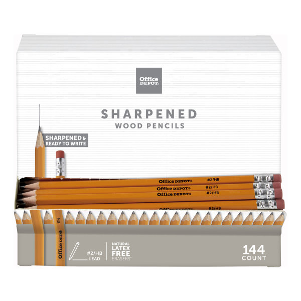 Office Depot® Brand Gravity Feed Woodcase Pre-Sharpened Pencils  2.2 mm  HB Hardness  Yellow  Box Of 144 Pencils