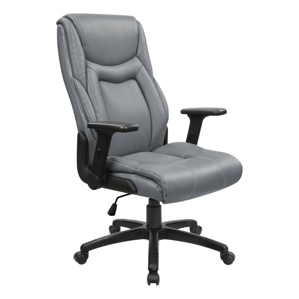 Office Star Ergonomic Leather High-Back Executive Office Chair, Gray/White