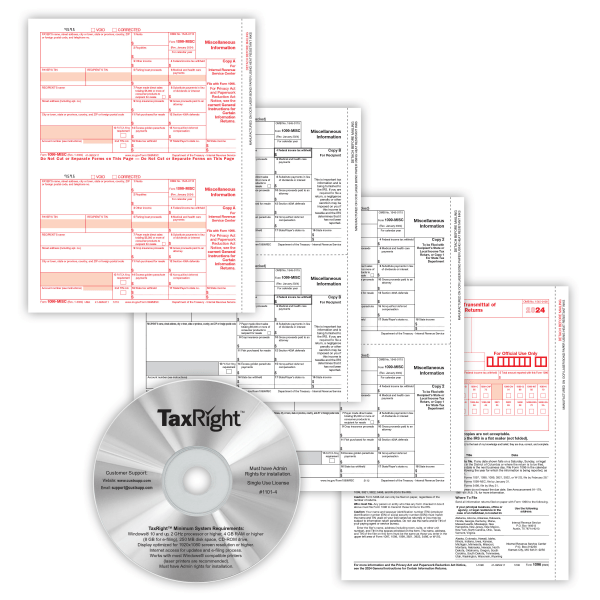 ComplyRight® 1099-MISC Tax Forms With Software, 4-Part, 2-Up, Copies A/B/C, Laser, 8-1/2"" x 11"", Pack Of 50 Form Sets -  72059OD