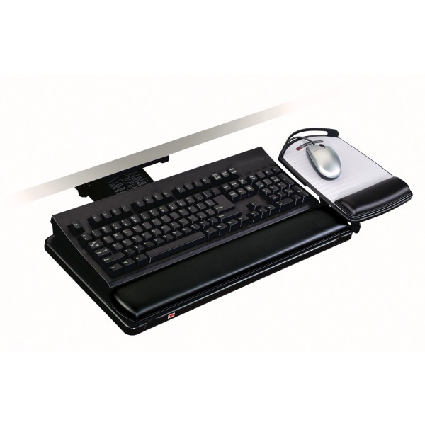 3M  MMMAKT80LE  Adjustable Keyboard Tray with Adjustable Keyboard and Mouse Platform  1  Black