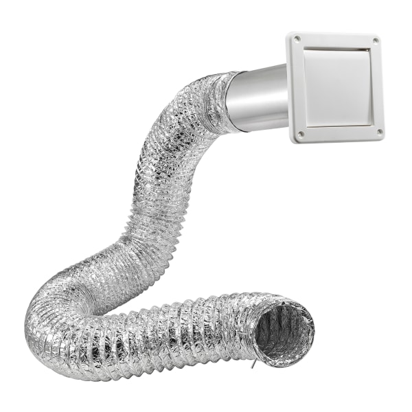 Lambro 4 in. Bath Fan Exhaust Through-the-Wall Vent Kit with Single Flap Vent, 8-Ft. UL 181 Foil Flex Duct, and 11-In. Aluminum Snap-Lock Tail Pipe, W -  481UL