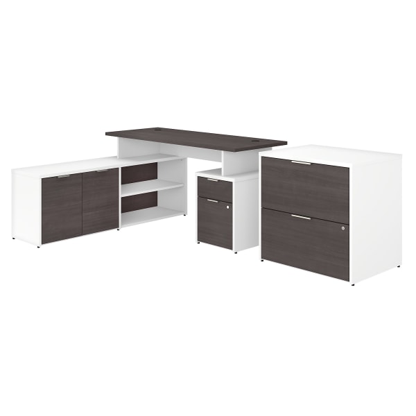 Bush Business Furniture Jamestown L-Shaped Desk With Drawers And Lateral File Cabinet 807629