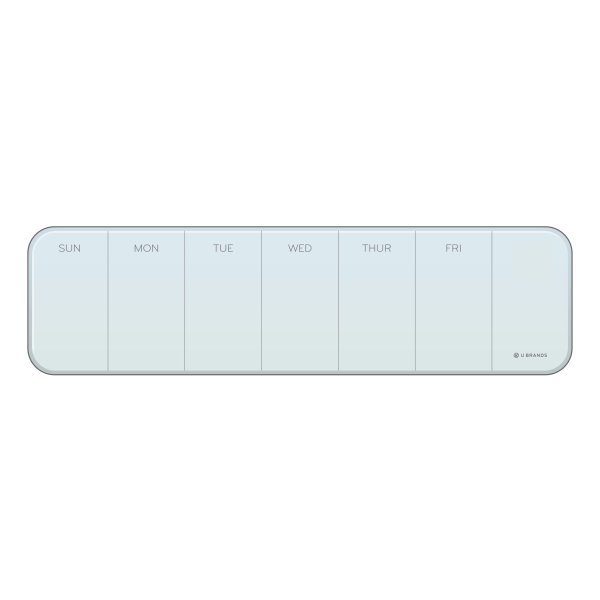 U Brands Frameless Magnetic Cubicle/Wall Glass Dry Erase Weekly Calendar Board, 20 X 5-1/2, Frosted White - 2342U00-01 - Office Supplies Premium shatter-resistant tempered white glass sur sku 2342U00-01