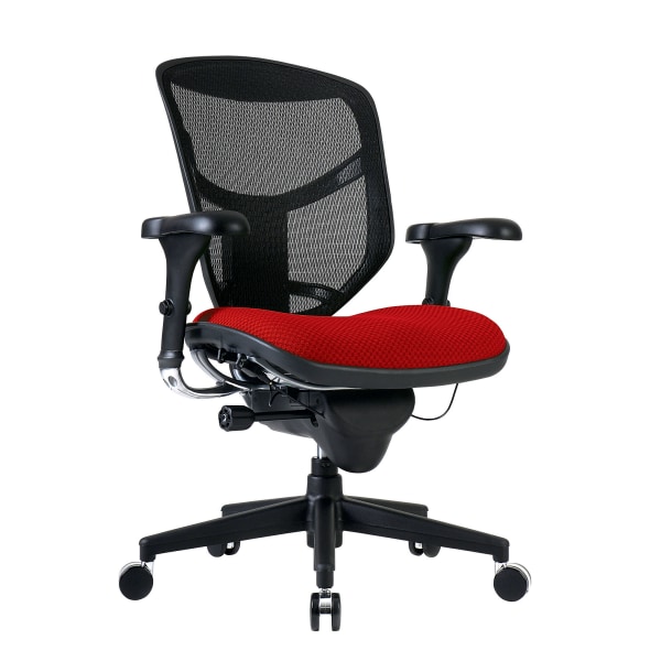 WorkPro® Quantum 9000 Series Ergonomic Mesh/Premium Fabric Mid-Back Chair, Black/Cherry, BIFMA Compliant -  VQUANTUMAS90807
