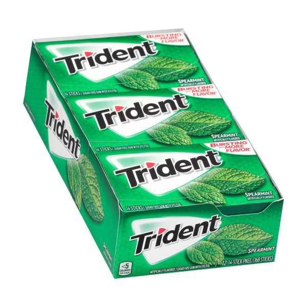 UPC 012546011068 product image for Trident® Sugar-Free Spearmint Gum, 14 Pieces Per Box, Pack Of 12 Boxes | upcitemdb.com