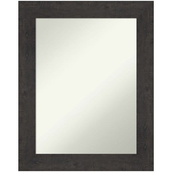 Amanti Art Non-Beveled Rectangle Framed Bathroom Wall Mirror, 29-1/2"" x 23-1/2"", Rustic Plank Espresso -  A42705545660