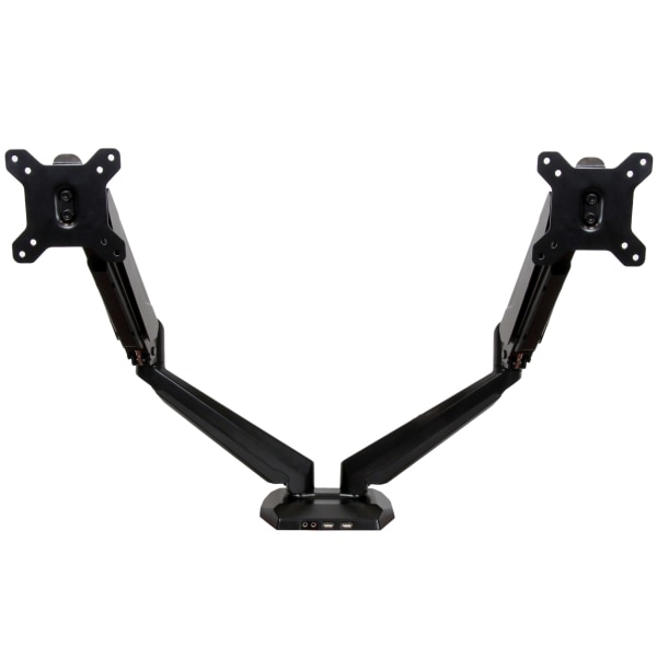 Dual Monitor Arm - USB Hub and Audio Ports in Base - Monitors up to 32" - VESA Monitor Stand Desk Mount