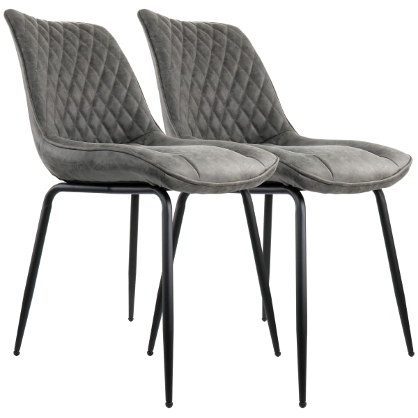 Photos - Chair Vintage Elama  Faux Leather Tufted , Gray, Set Of 2  995116780M 