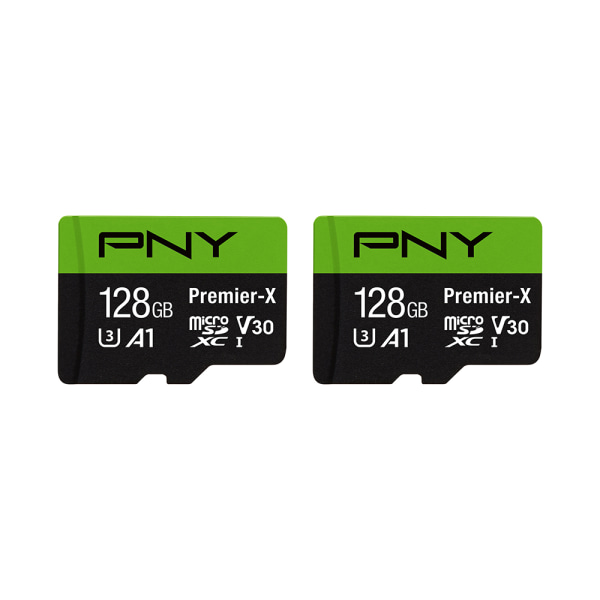PNY� Premier-X Class 10 U3 V30 100 Mbps microSDXC Flash Memory Cards, Pack Of 2 Memory Cards