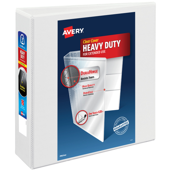 Avery Heavy-Duty View 3 Ring Binder  3  One Touch EZD Rings  3.5  Spine  1 White Binder (79193)